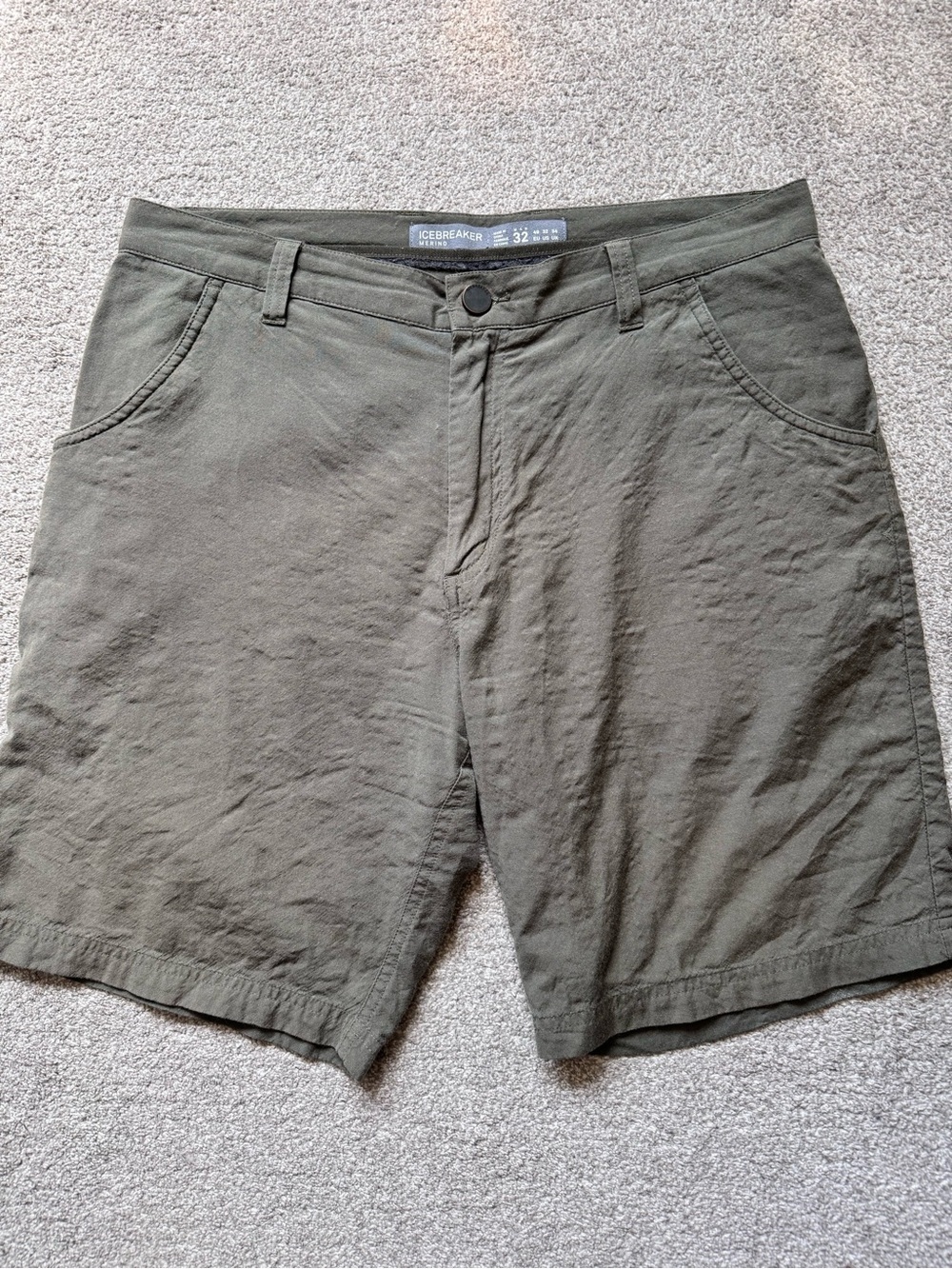 Mens Icebreaker 9” Escape Lightweight Outdoor Shorts Size 32 Sage Green